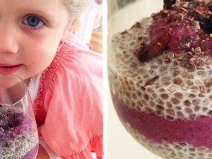 Vanilla Chia Seed Pudding with Blueberry Cream